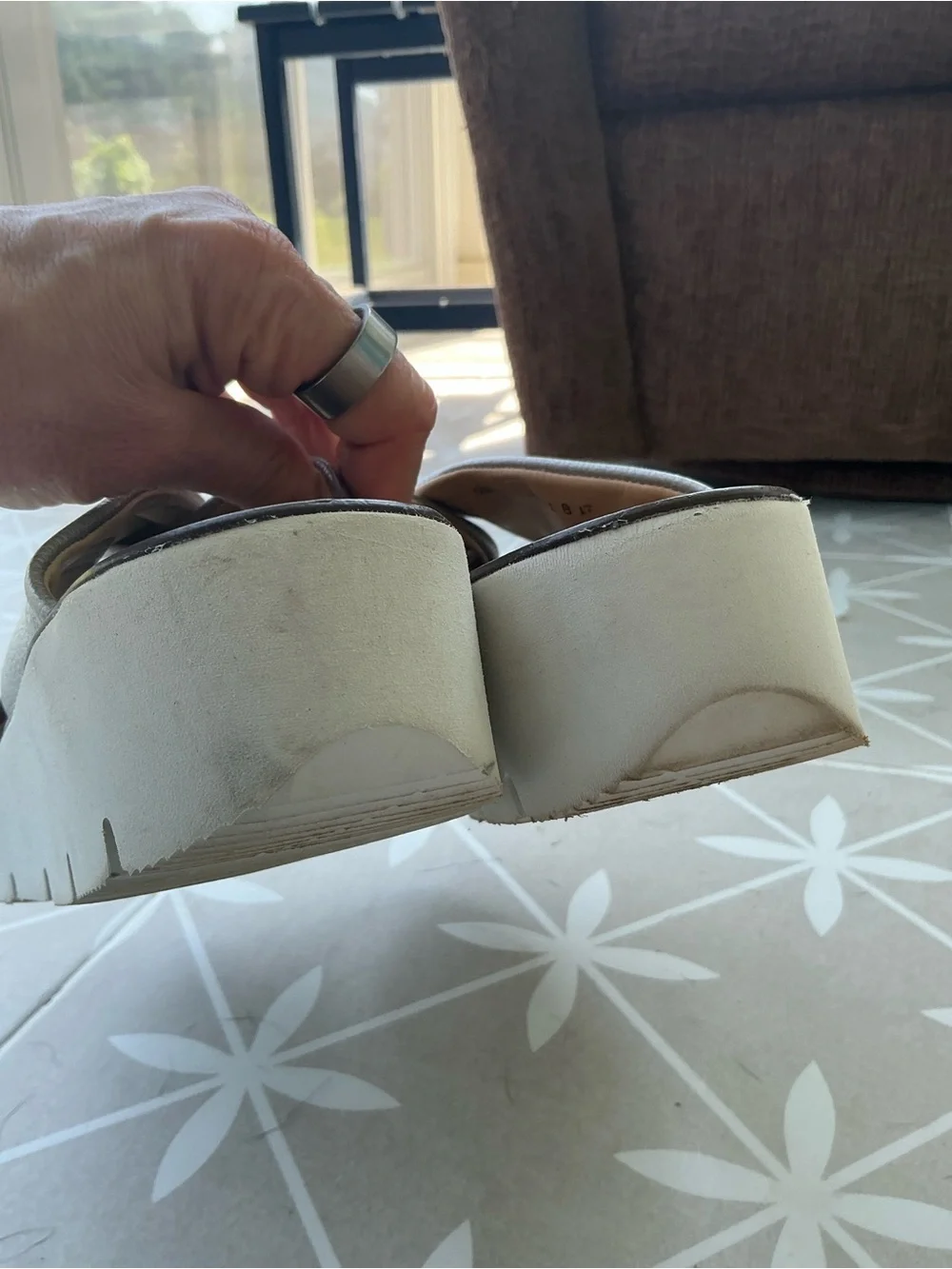 Paul Green Silver Knot Leather Slide Sandals